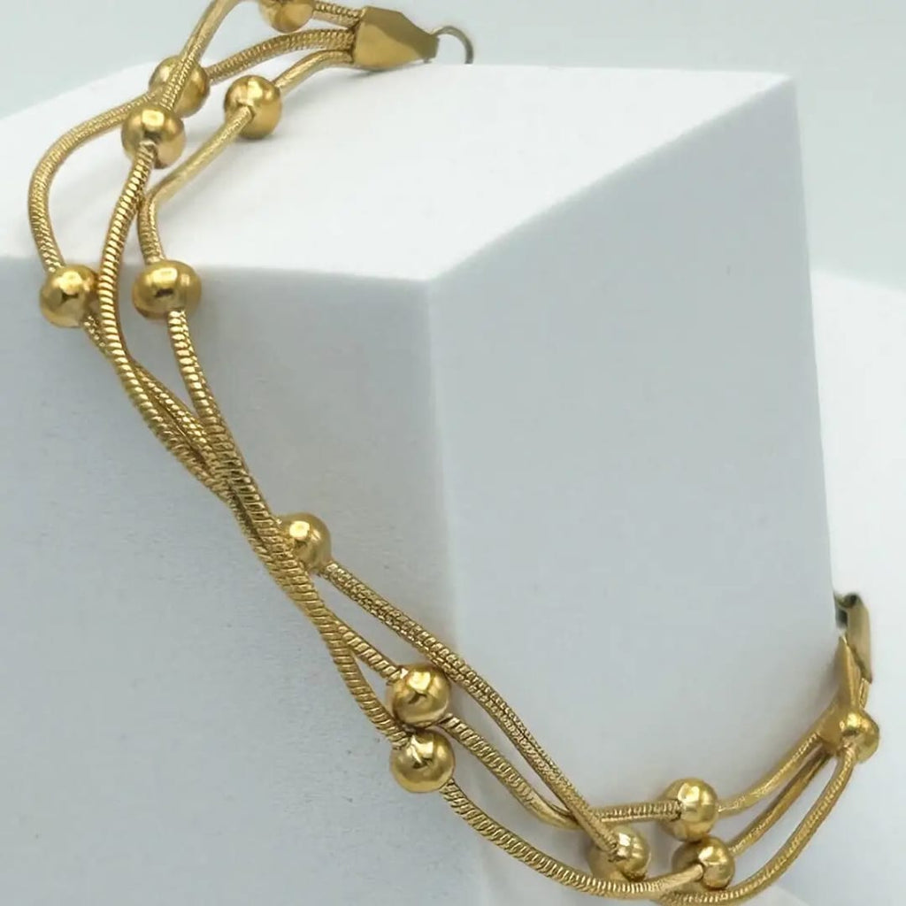 Stainless Steel Double Chain Ball Single Bracelet