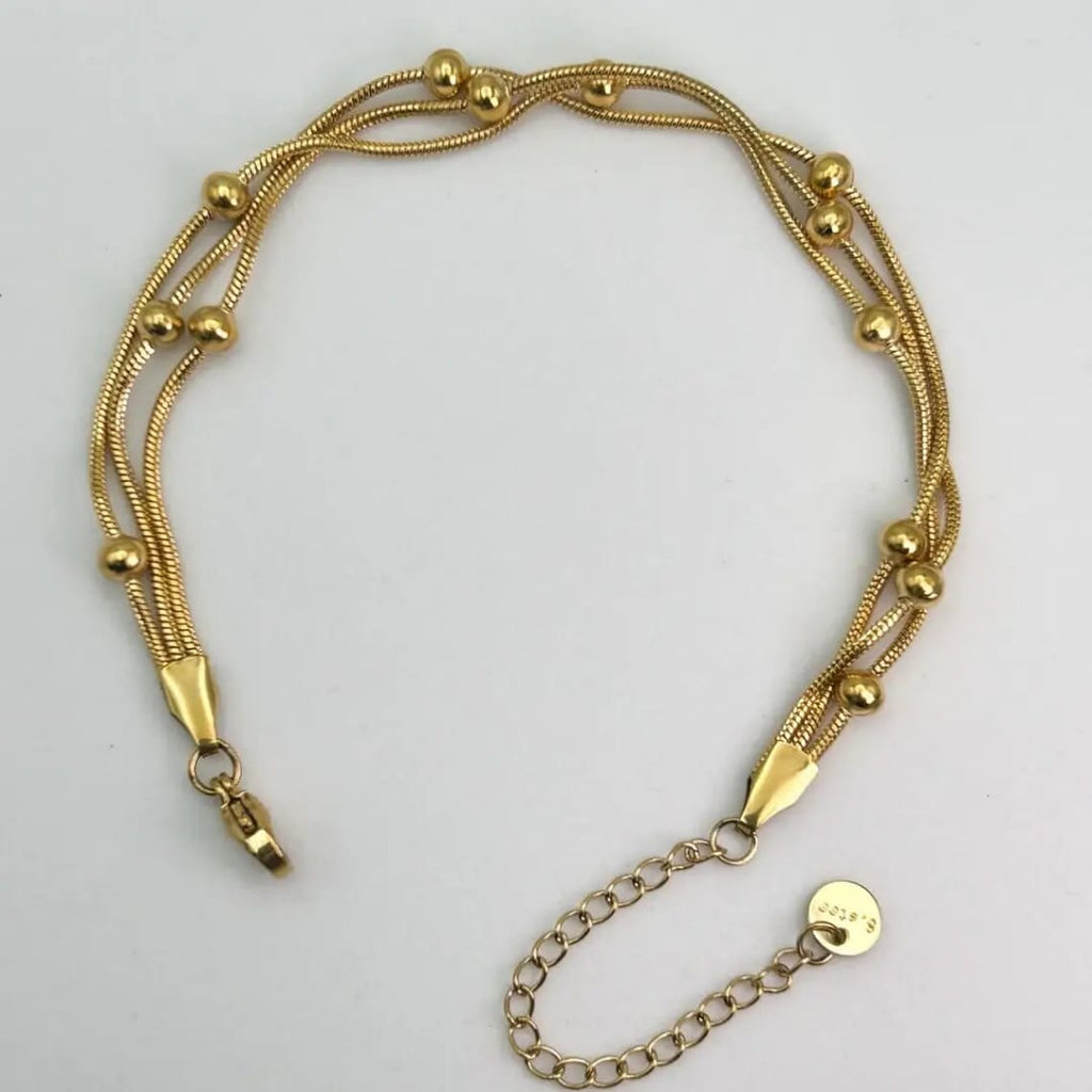 Stainless Steel Double Chain Ball Single Bracelet