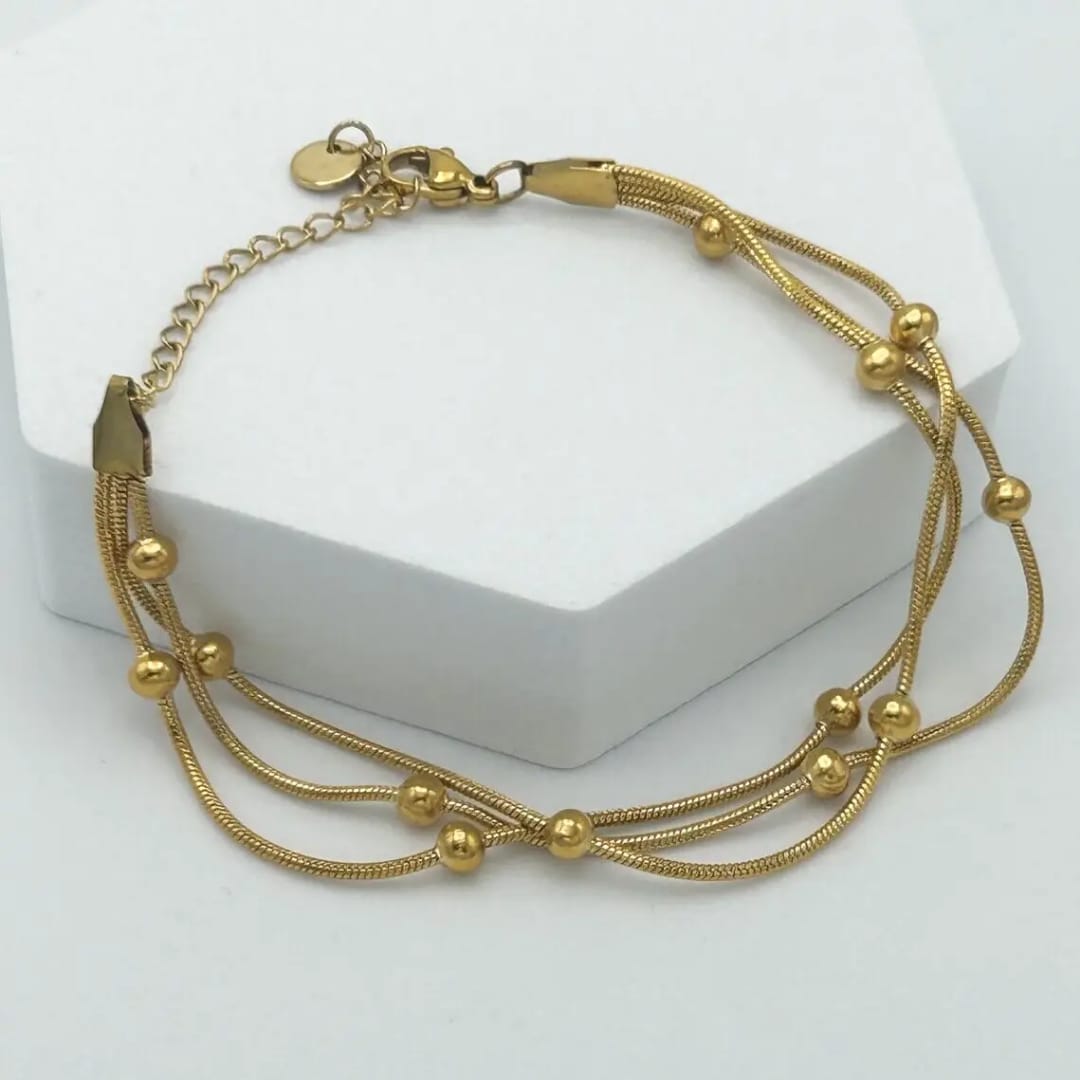 Stainless Steel Double Chain Ball Single Bracelet